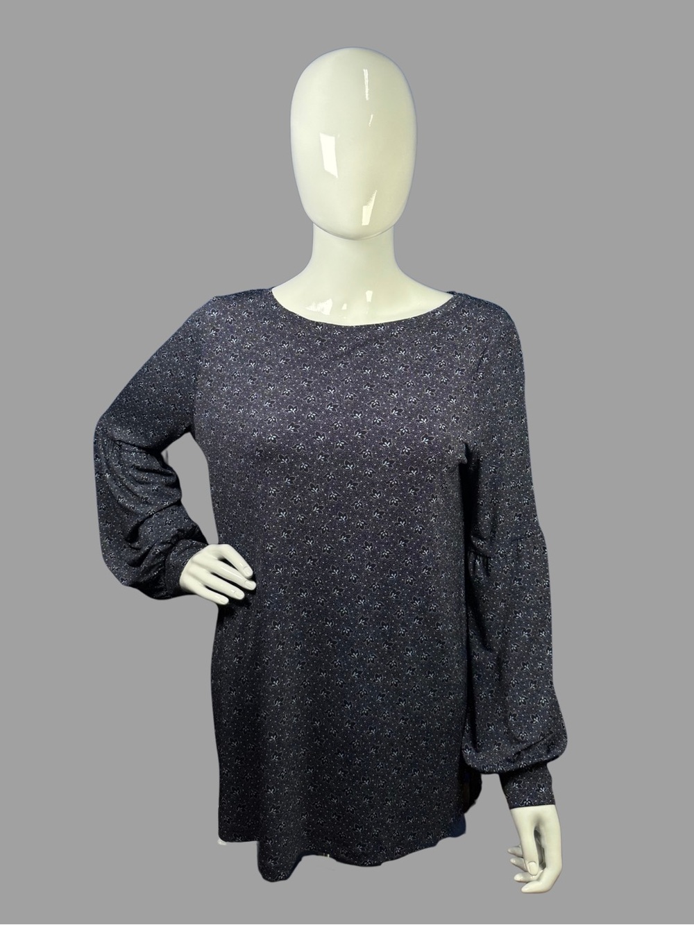 Michael Michael Kors Navy Long Sleeve Blouse with Floral Pattern
